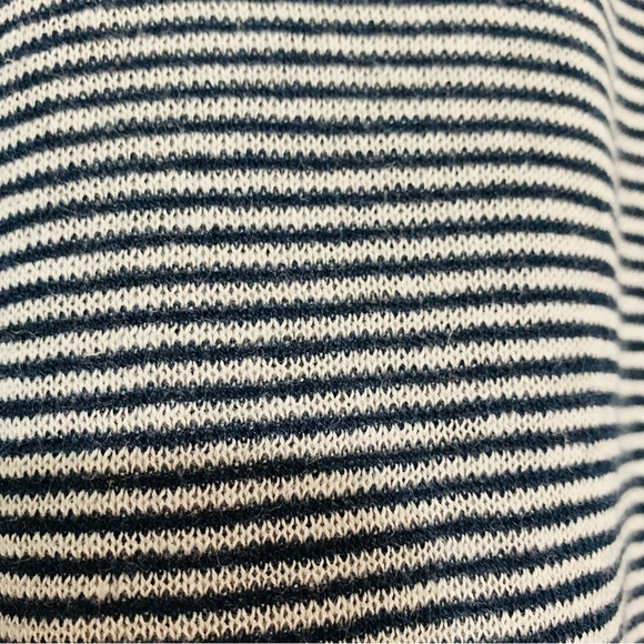 𝅺BLOOMINGDALE'S LINEN Cotton Blend Crewneck Navy Beige Striped Sweater XL NEW - Picture 5 of 5